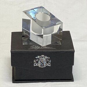Oleg Cassini Crystal Candle Holder Trapezoid Small Signed In Box Candle Stick